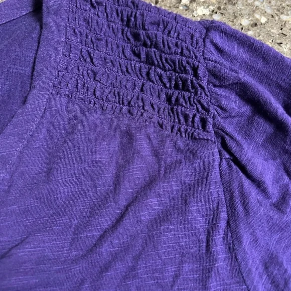 J. Jill Rich Purple Tunic Boho Top with Smocked Sleeves Size 2X Peasant Plus EUC - Picture 4 of 7